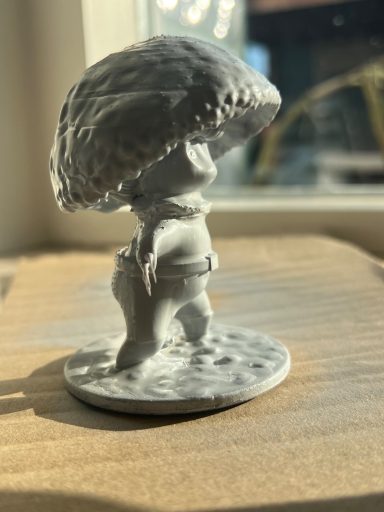 3D printed mushroom figure by own design.